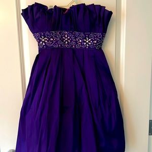 Purple strapless dress